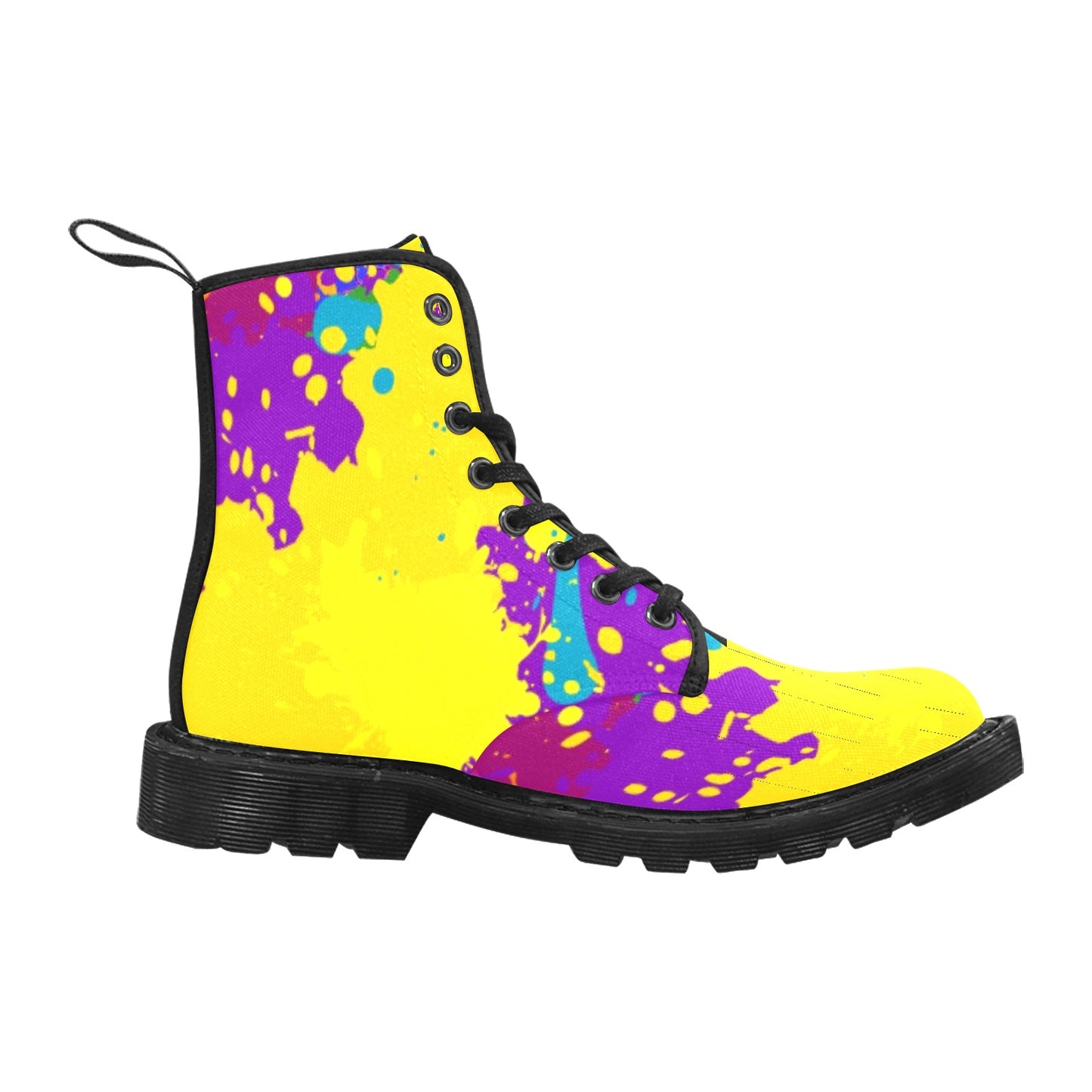 Yellow Splatter Martin Boots- Women (Black)