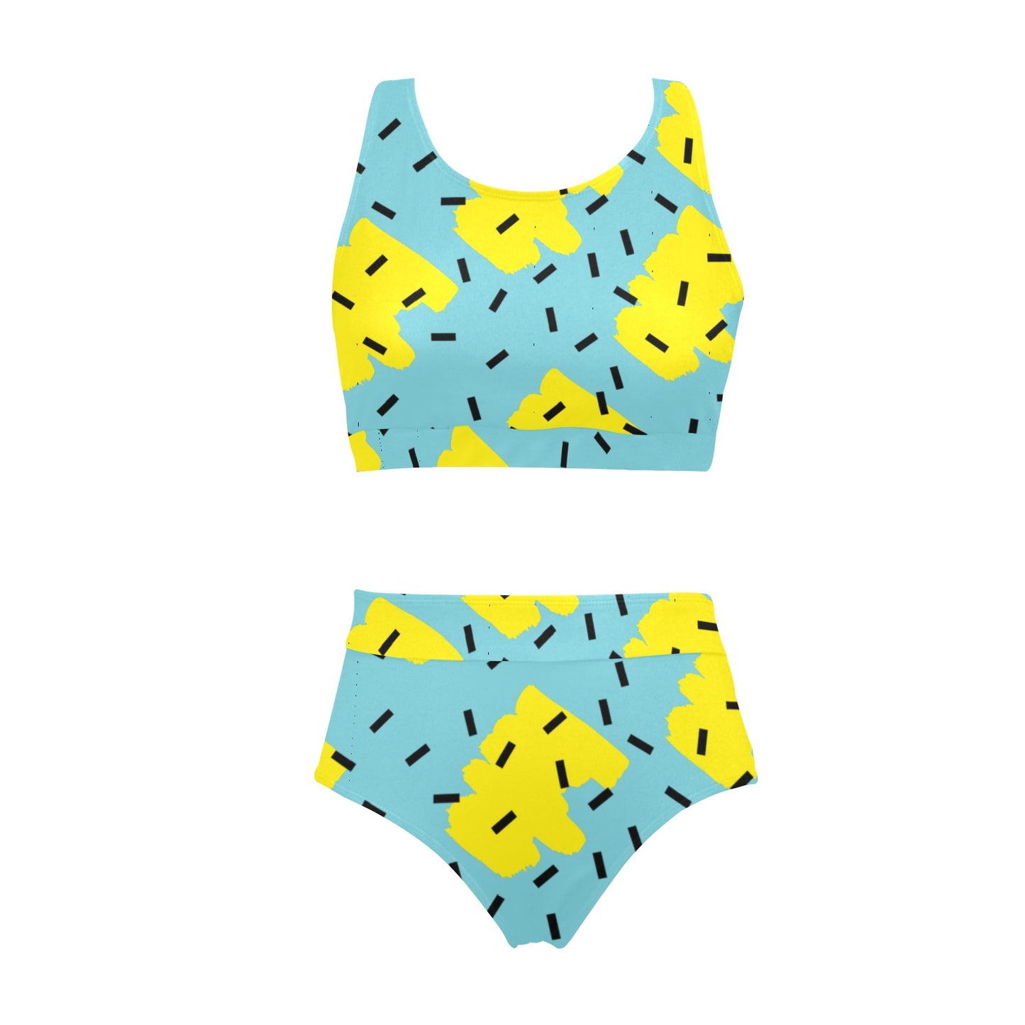 Turq-Limon Crop Bikini Set