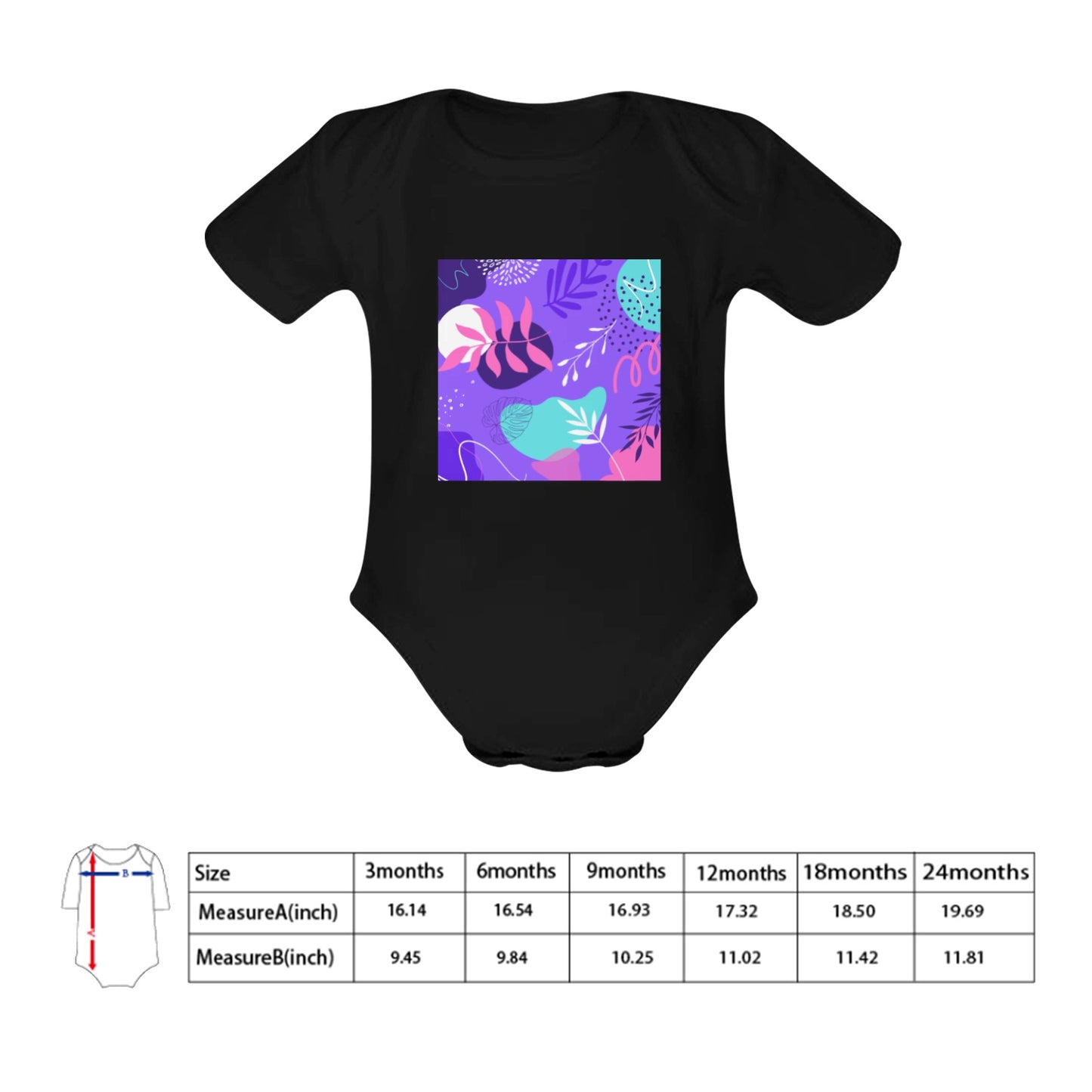 Purple Palms Baby Onesie