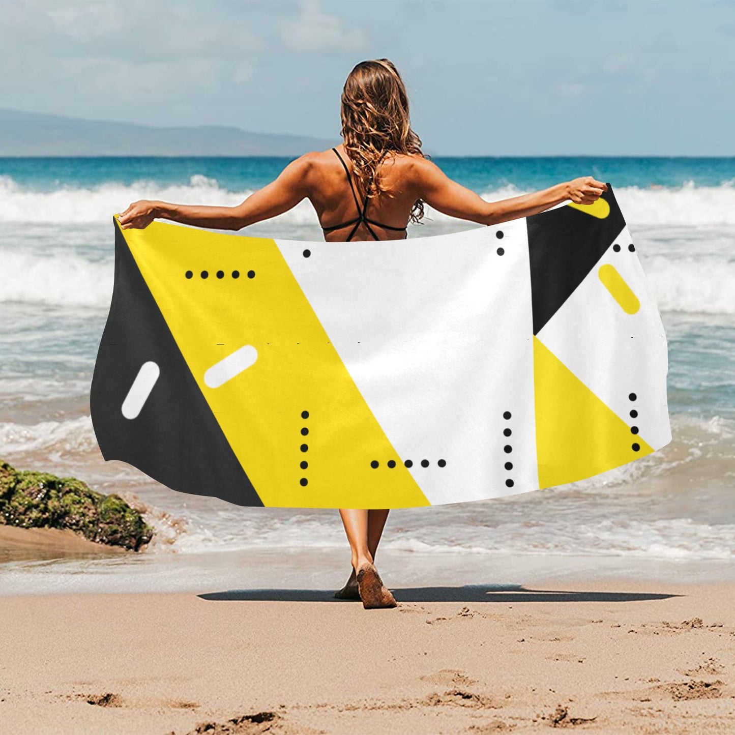 Black & Yellow Beach Towel 32"x 71"