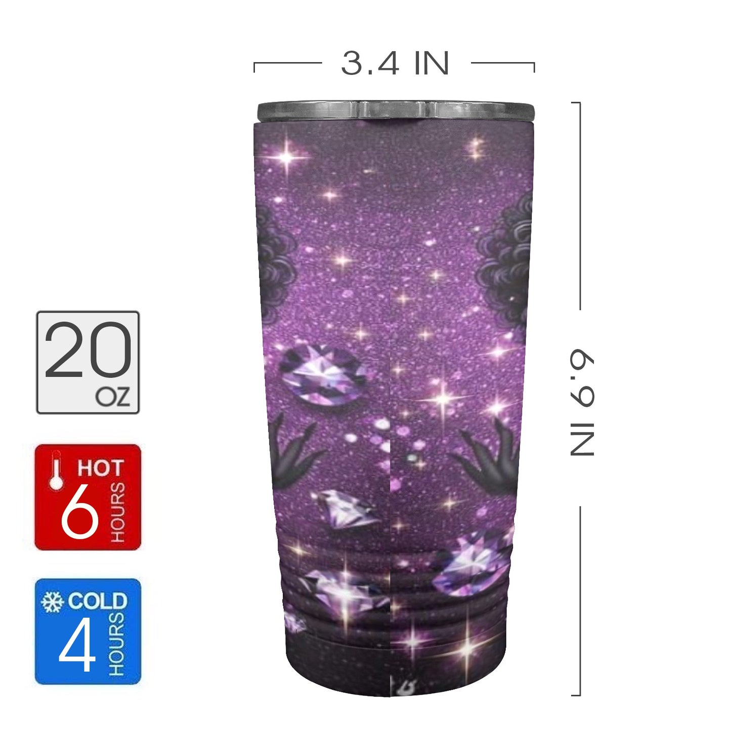 Black Queen 20oz Insulated Stainless Steel Mobile Tumbler