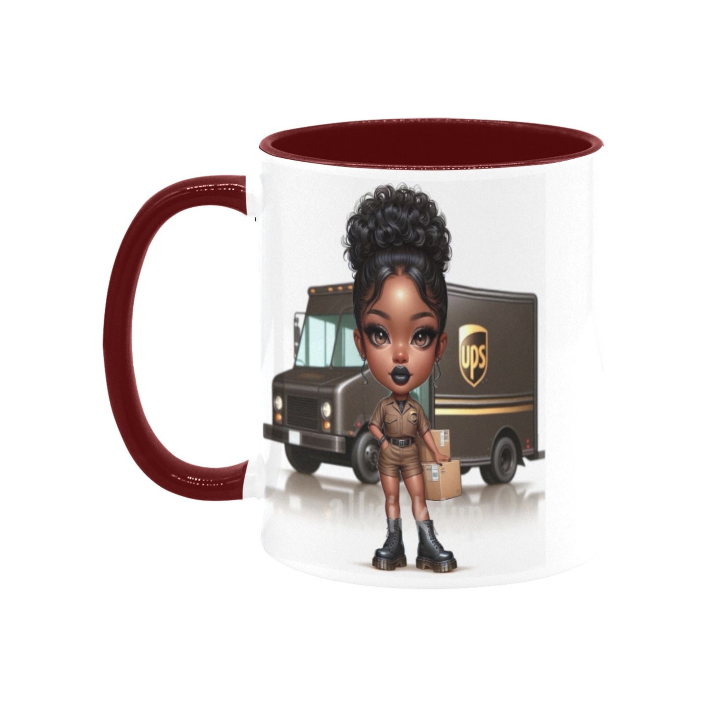 UPS Worker Girl Custom Inner Color Mug (11oz)