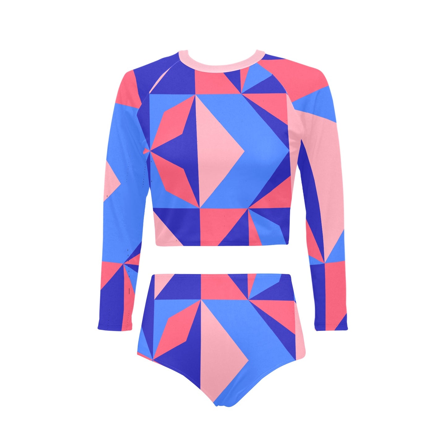 Color Abstract Long Sleeve Bikini Set