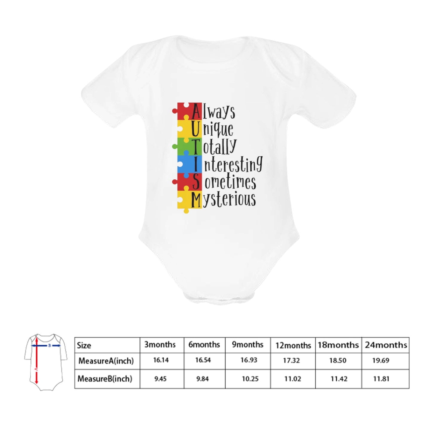 AWARENESS - Autism Baby Short Sleeve Onesie