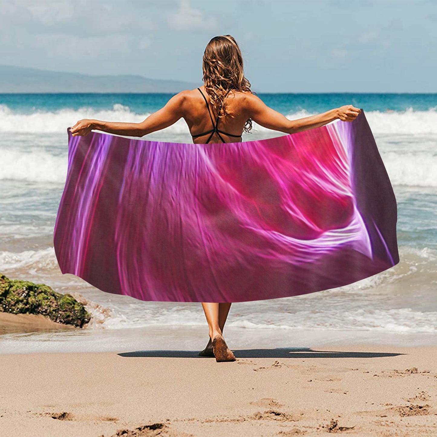 Purple Winds Beach Towel 32"x 71"