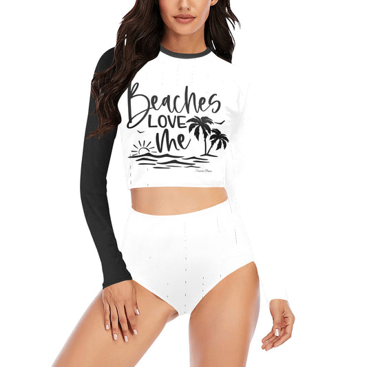 Beaches Love Me Long Sleeve Bikini Set