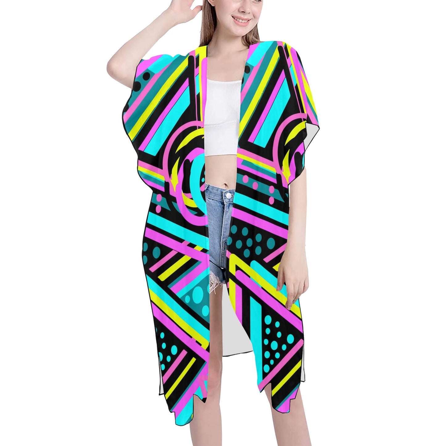 Colorful Geometric  Chiffon Cover Up