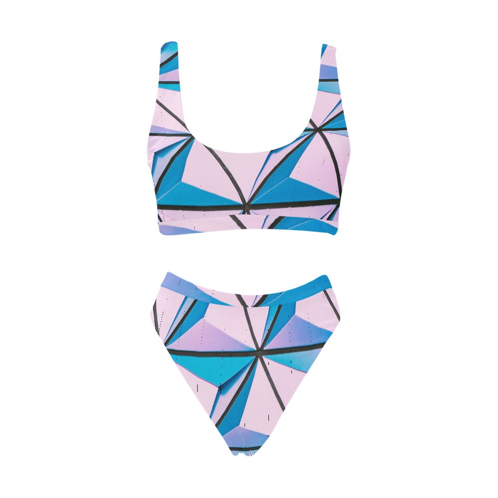 Pink Abstract Sport Bikini Swimsuit