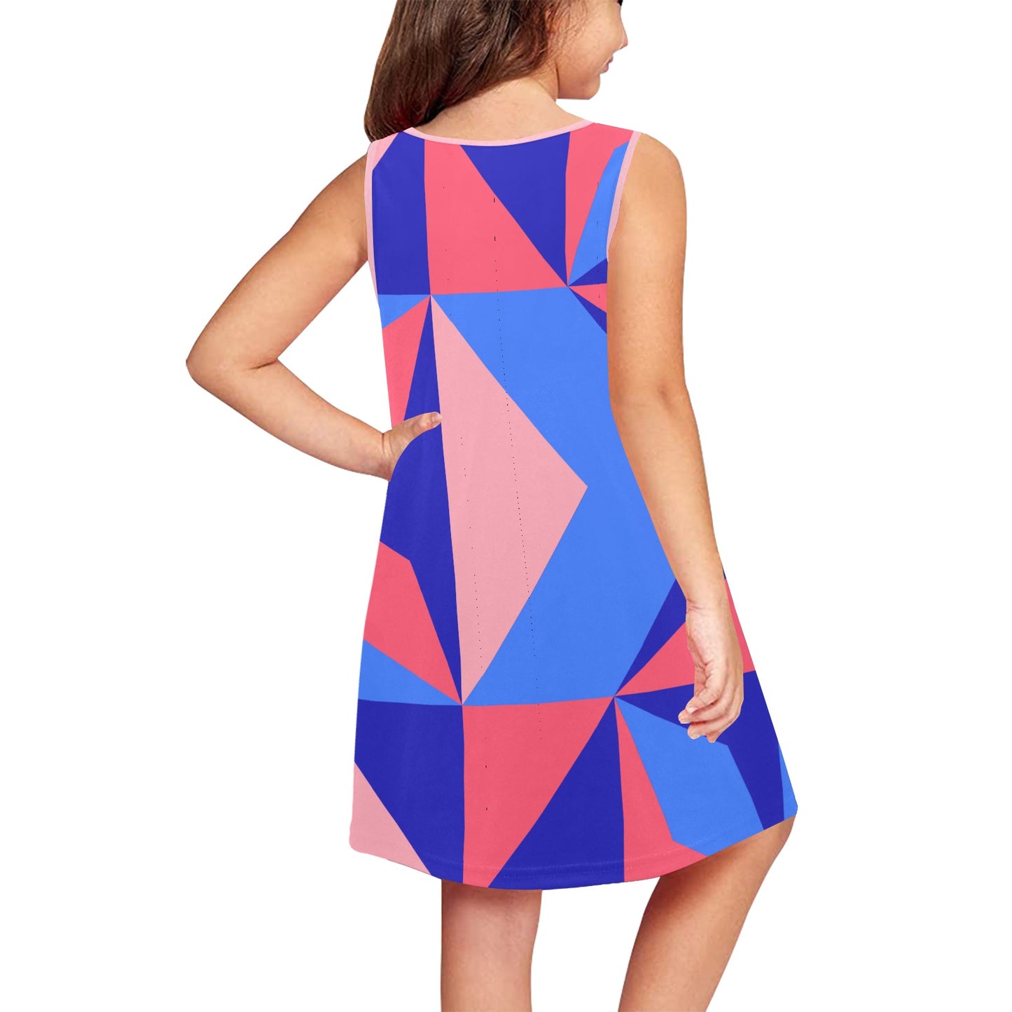 Color Abstract Girls' Sleeveless Dress