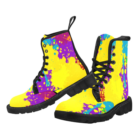 Yellow Splatter Martin Boots-Men (Black)