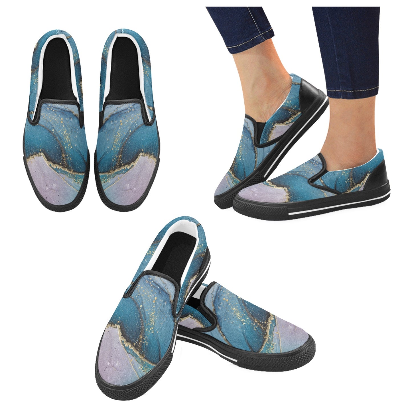 Blue Marble Slip-on Shoes -Kid