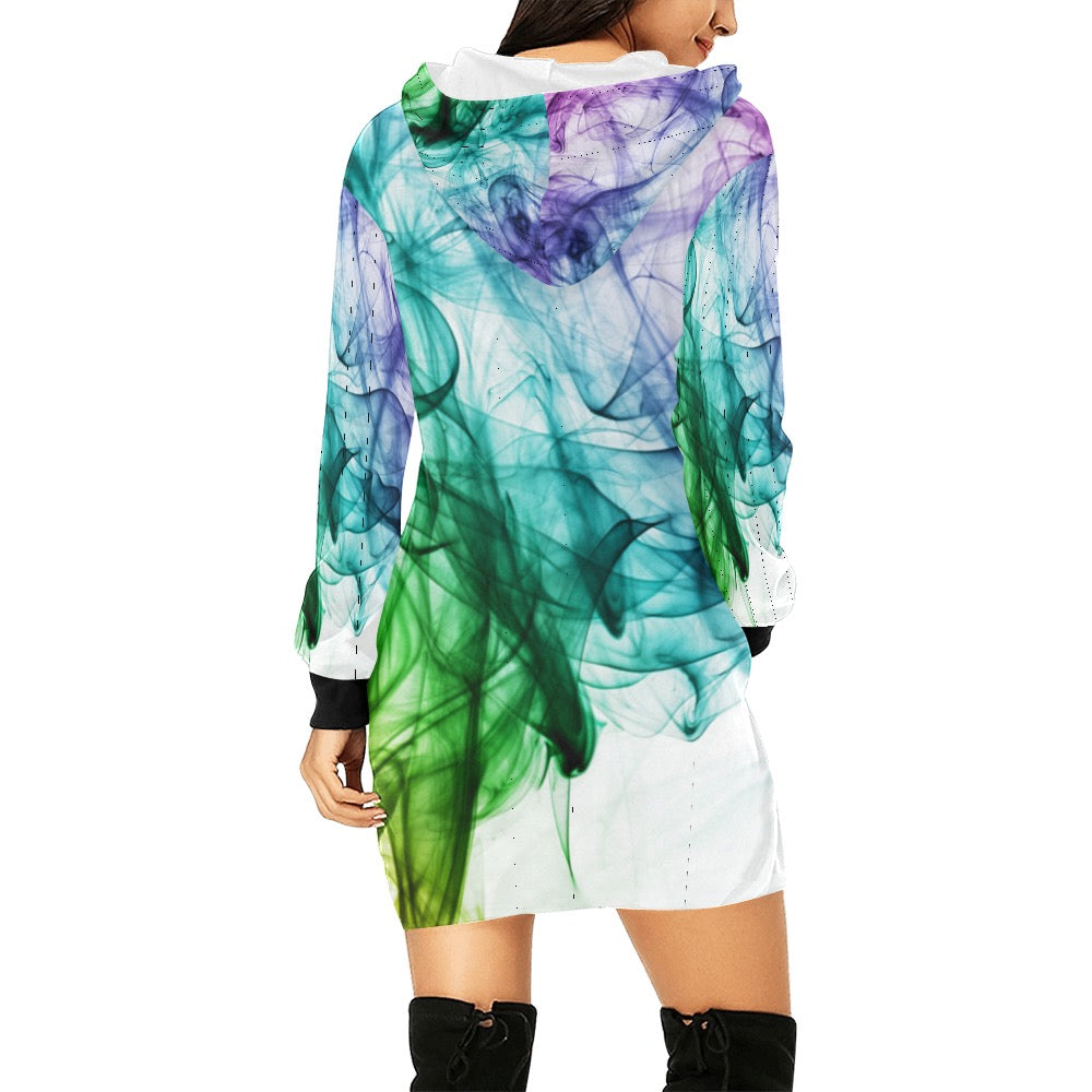 Color Whirl Hoodie Mini Dress