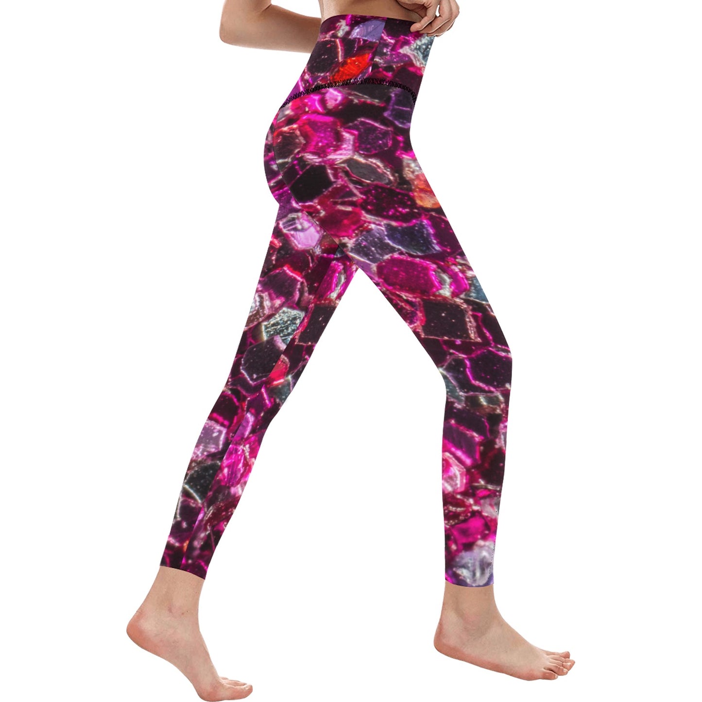 Pink Gem Women's High-Waisted Leggings